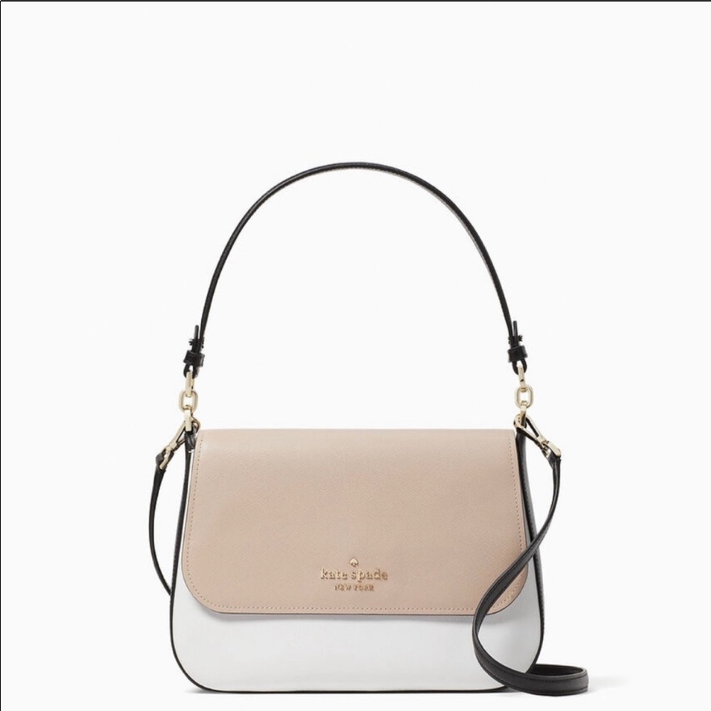 New Kate Spade Staci Saffiano Leather Flap Shoulder Bag